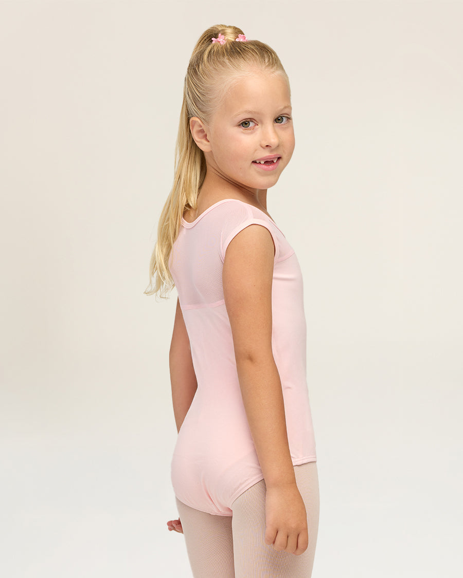 Ballet Pink Girls Sweetheart Mesh Inserted Tank Leotard