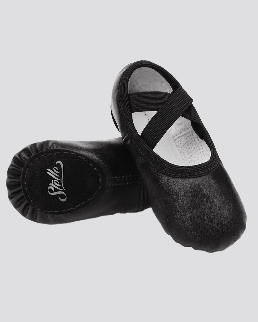 Black Kids PU Leather Ballet Shoes