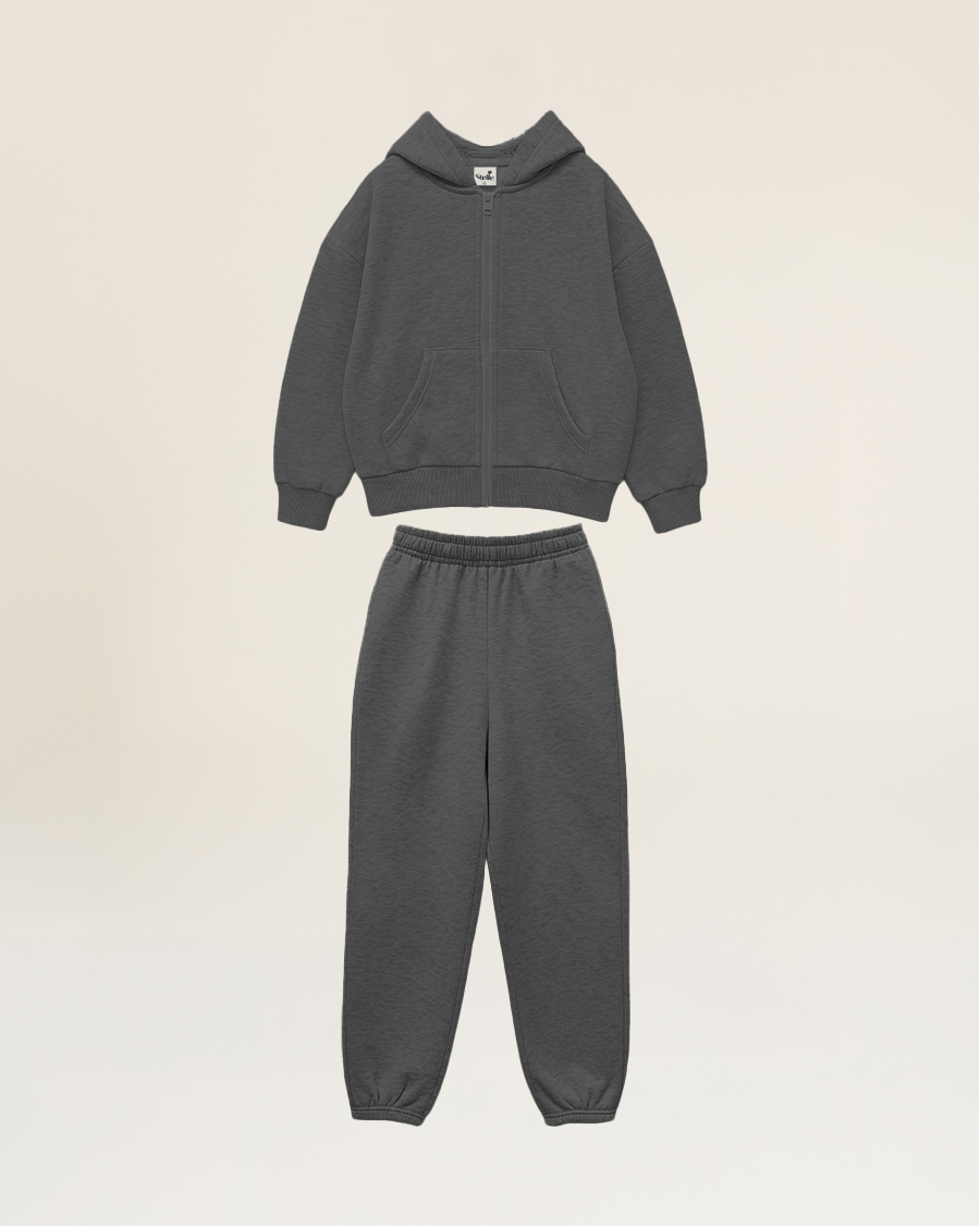 Zip It Kids Matching Sweat Set in Charcoal