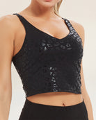 Black Leopard Longline Sports Bra