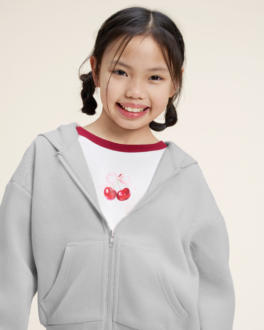 Zip It Kids Matching Sweat Set in Light Heather Grey