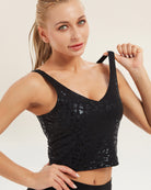 Black Leopard Longline Sports Bra