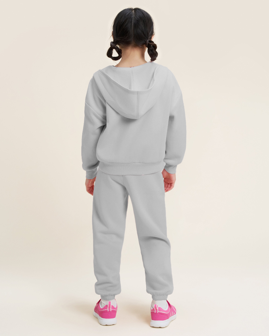 Zip It Kids Matching Sweat Set in Light Heather Grey
