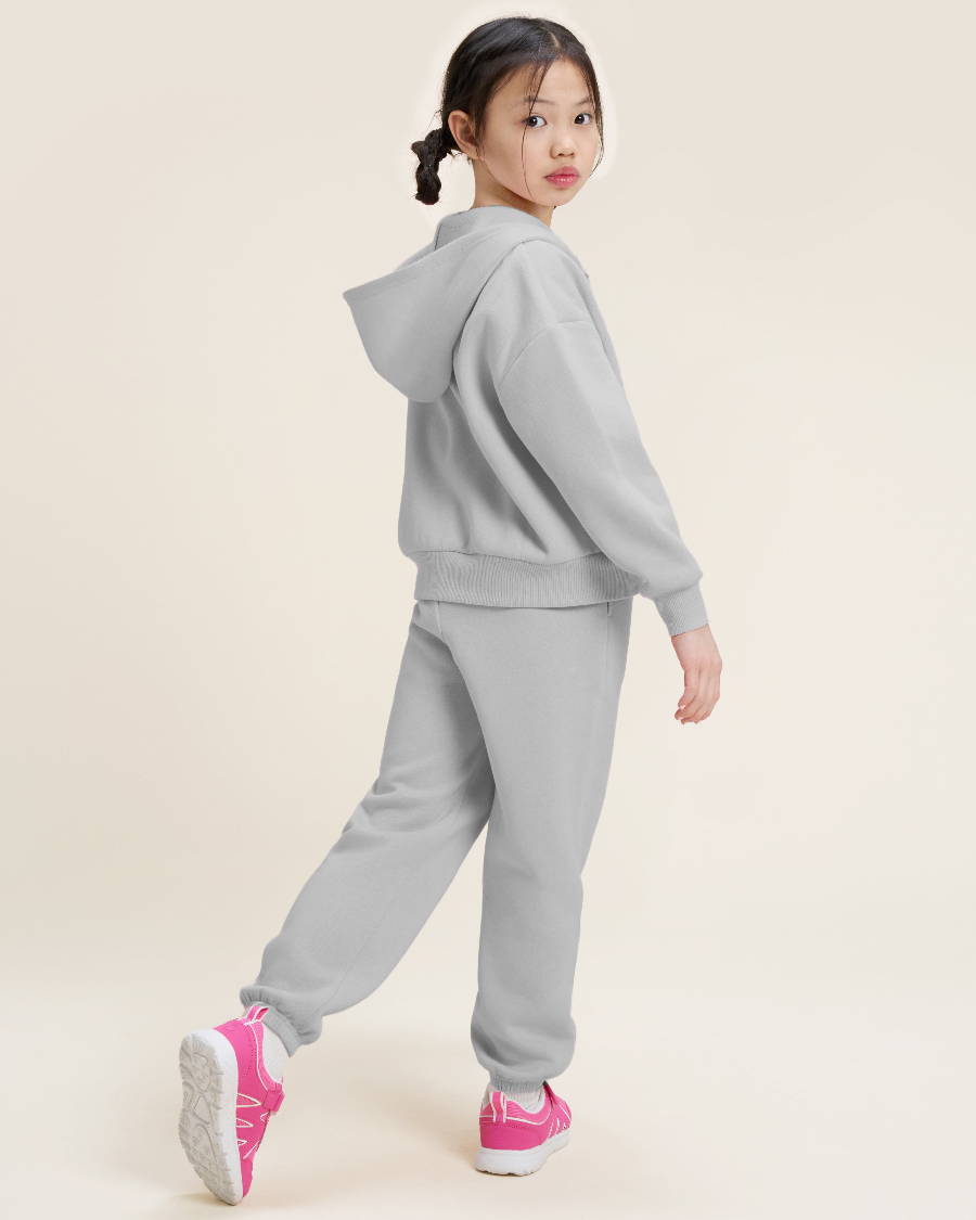 Zip It Kids Matching Sweat Set in Light Heather Grey