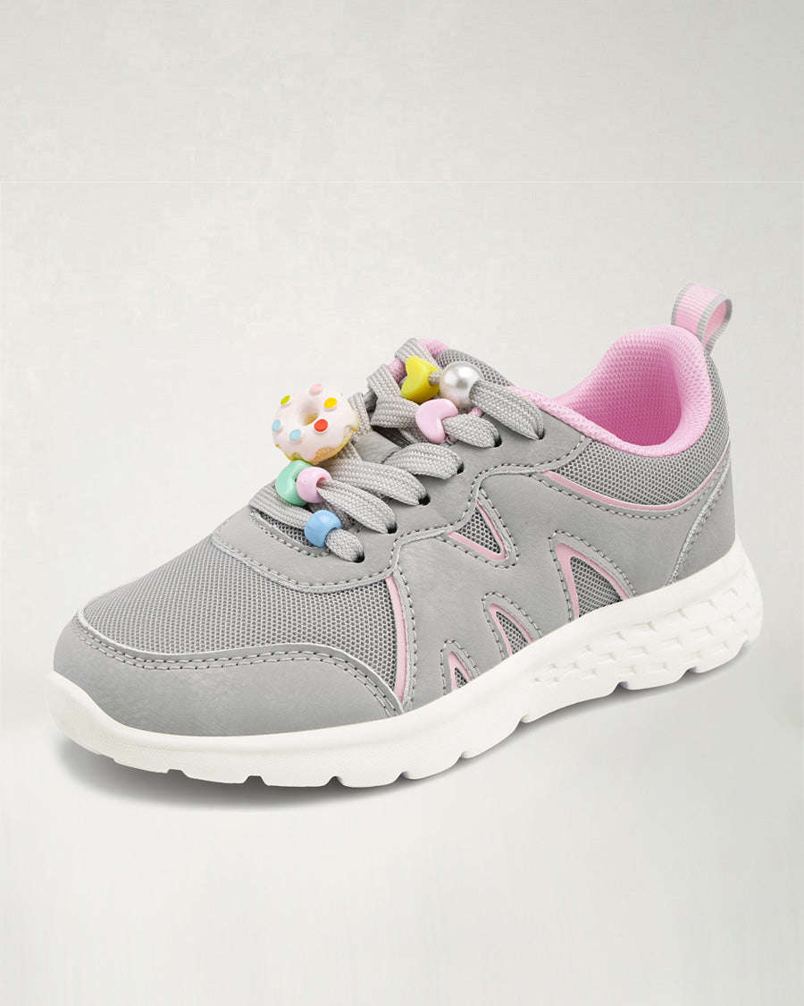 Light Grey Kids Sneakers | Lace-Up Tennis Shoes for Boys and Girls