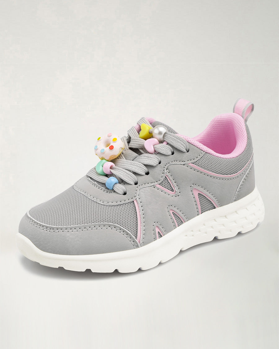 Light Grey Kids Sneakers | Lace-Up Tennis Shoes for Boys and Girls