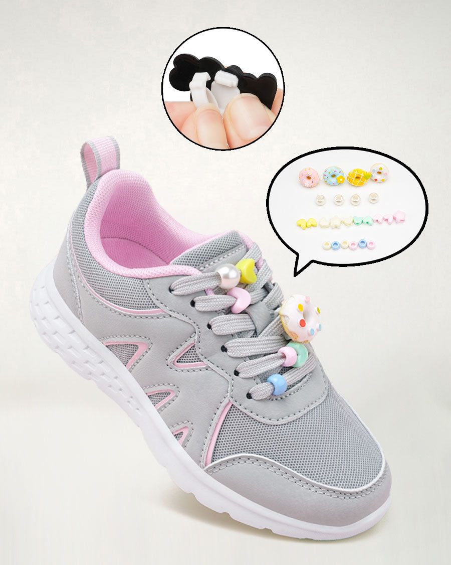 Light Grey Kids Sneakers | Lace-Up Tennis Shoes for Boys and Girls