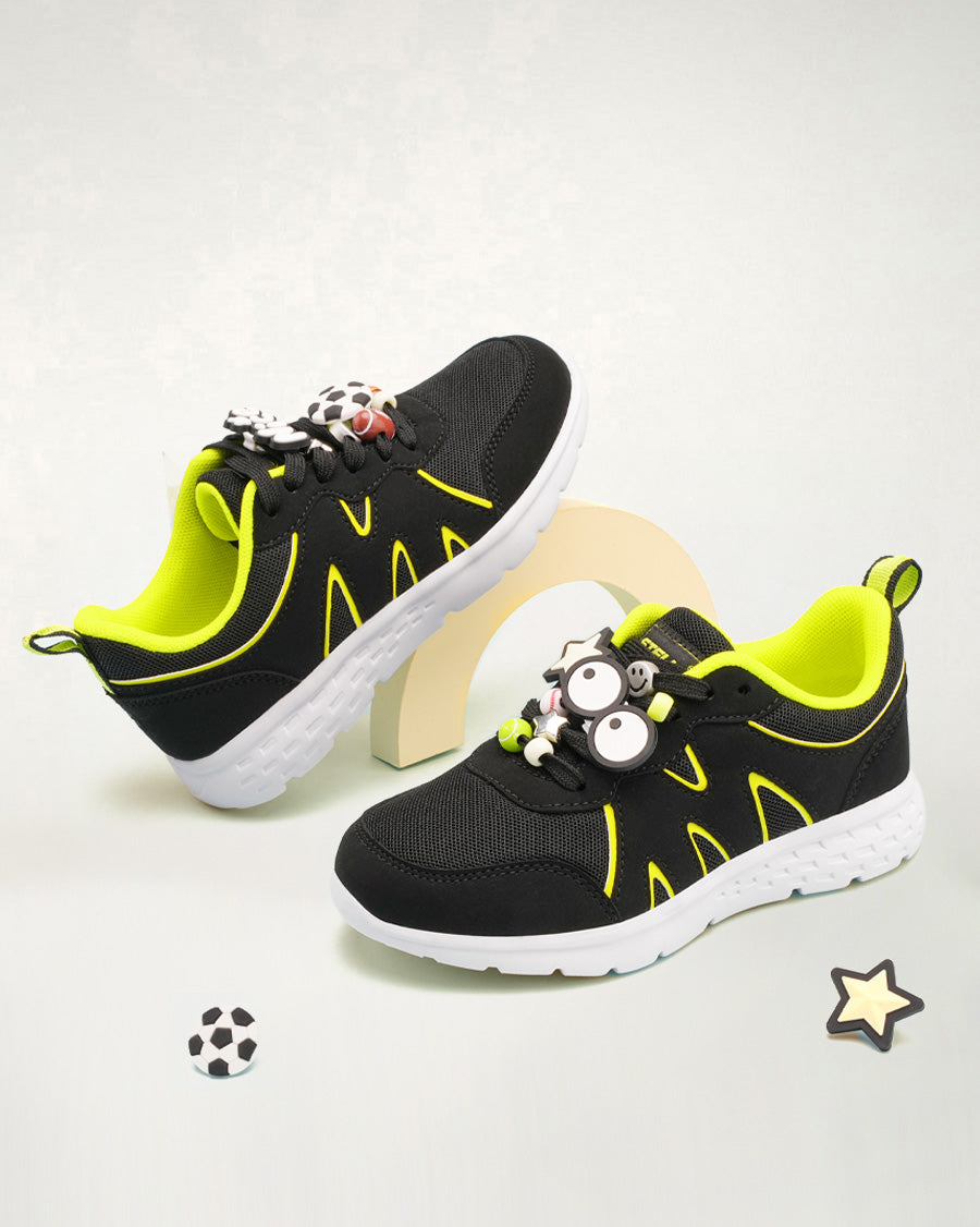 Black Kids Sneakers | Lace-Up Tennis Shoes for Boys and Girls