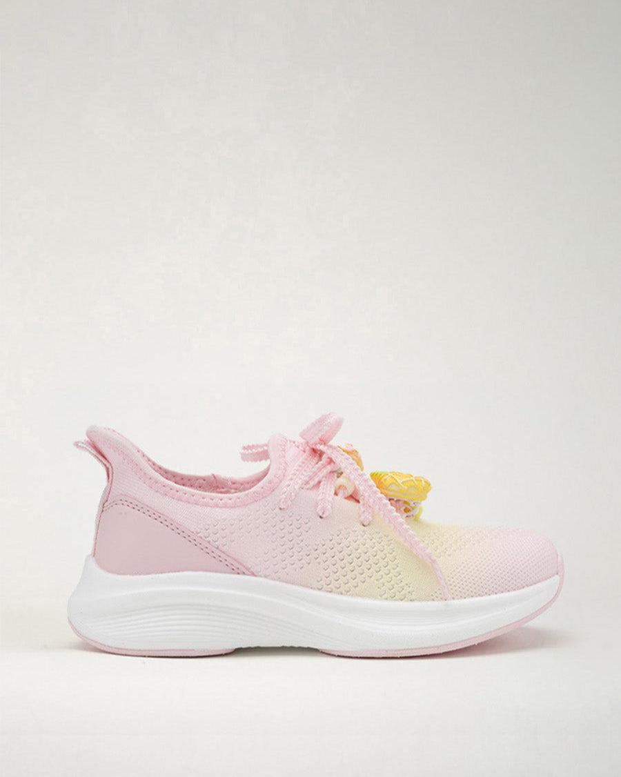 Rainbow Pink Kids Lace-Up Running Sneakers - View 1
