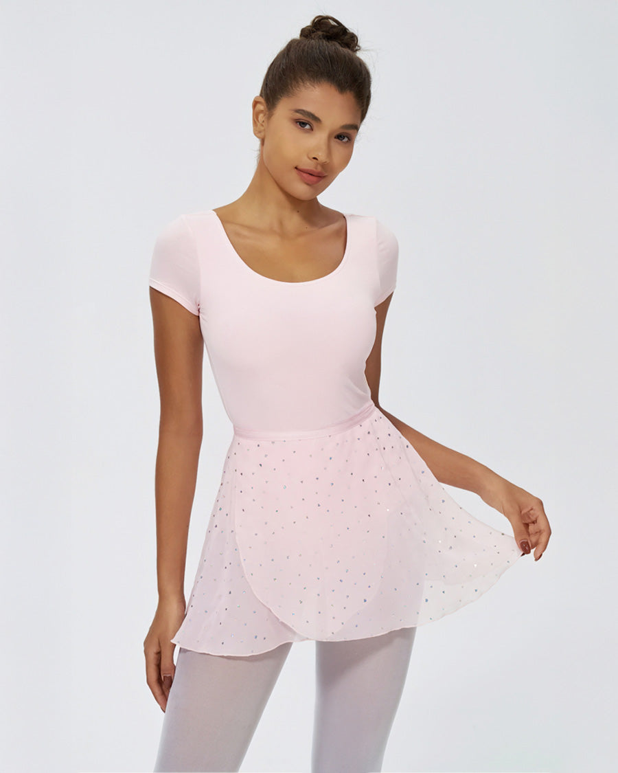 Women Chiffon Wrap Skirt in Sparkling Ballet Pink