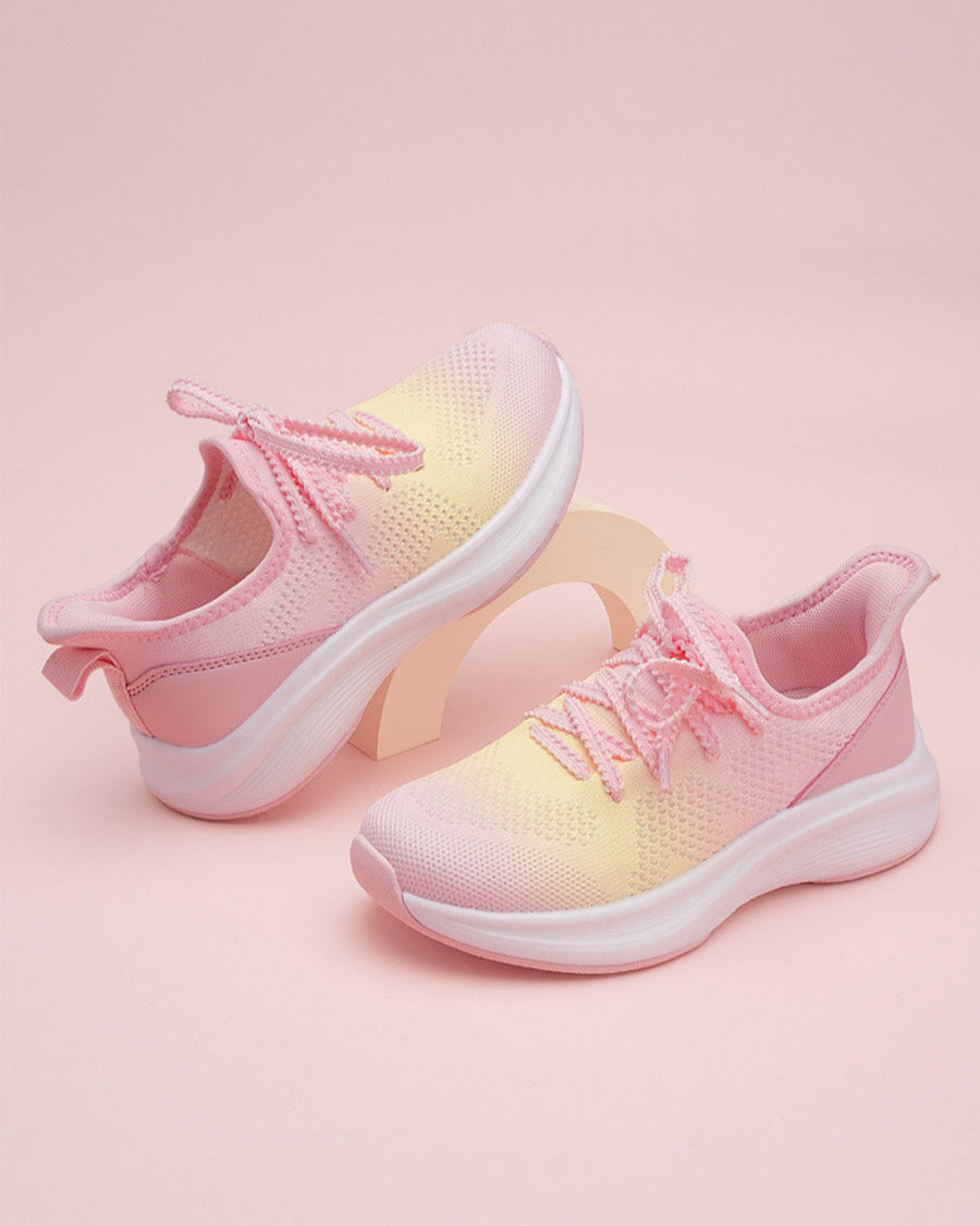 Rainbow Pink Kids Lace-Up Running Sneakers - View 2