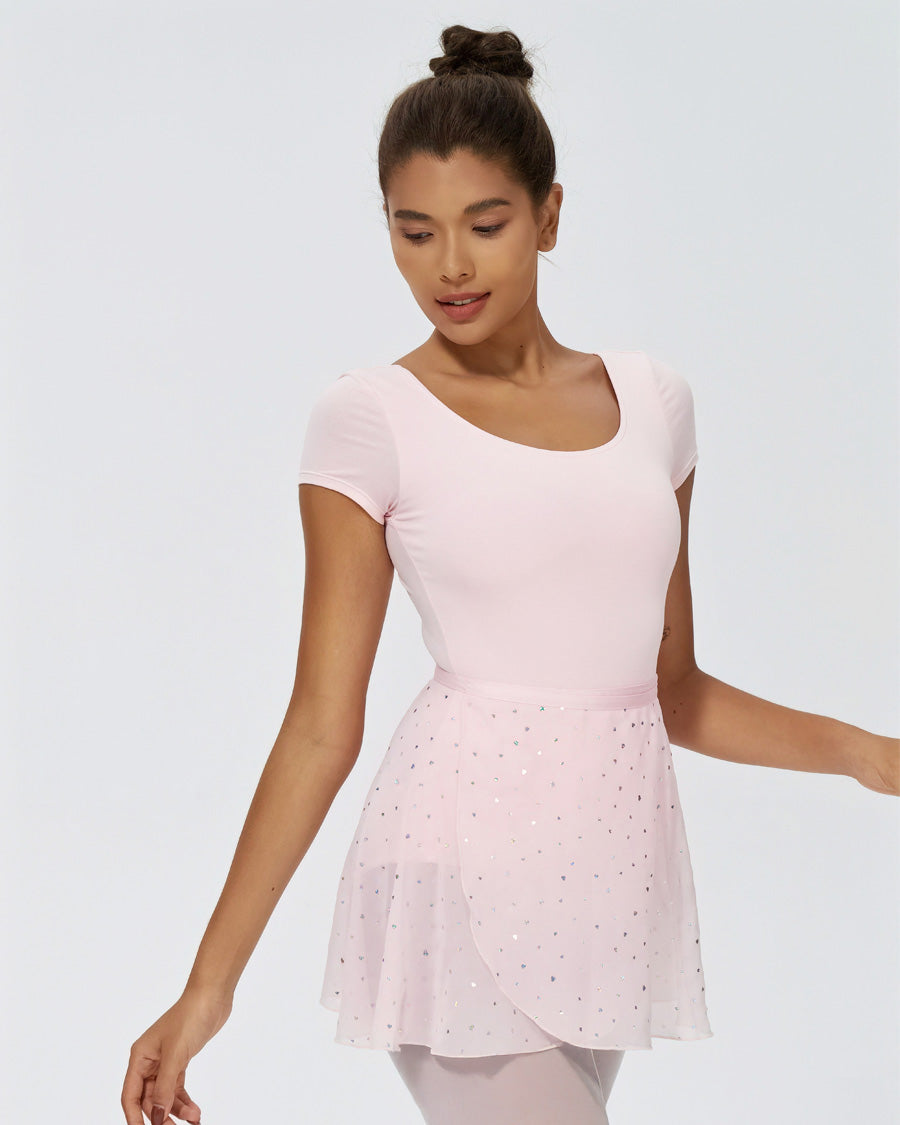 Women Chiffon Wrap Skirt in Sparkling Ballet Pink
