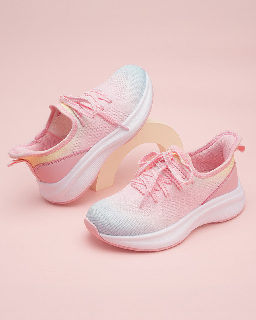 Rainbow Blue Kids Lace-Up Running Sneakers - View 2