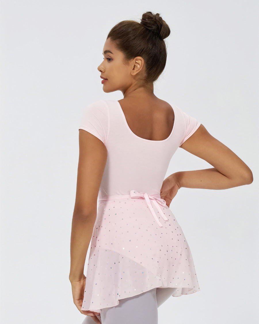 Women Chiffon Wrap Skirt in Sparkling Ballet Pink