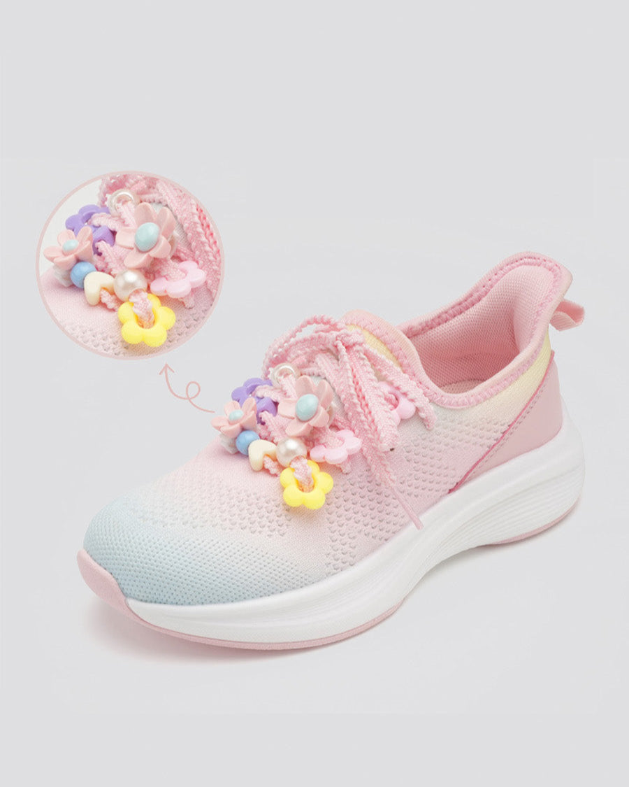 Rainbow Blue Kids Lace-Up Running Sneakers - View 3