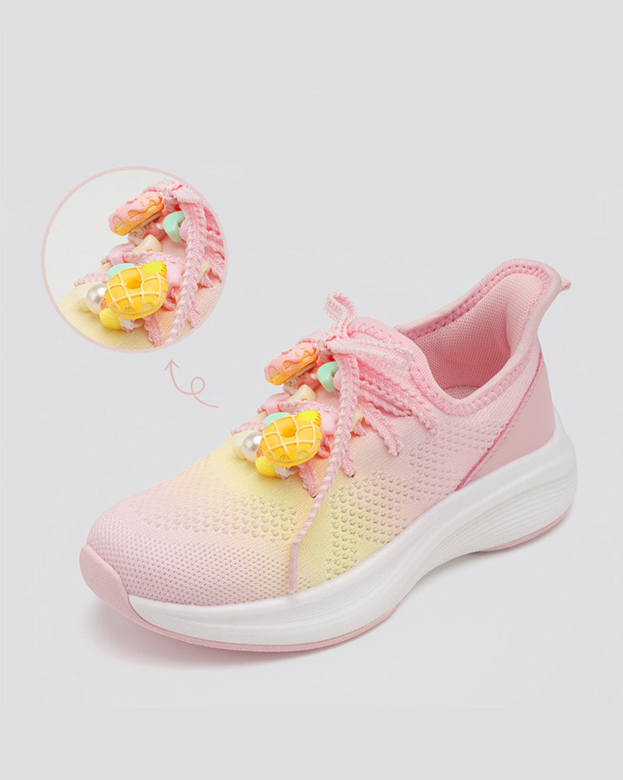 Rainbow Pink Kids Lace-Up Running Sneakers - View 3
