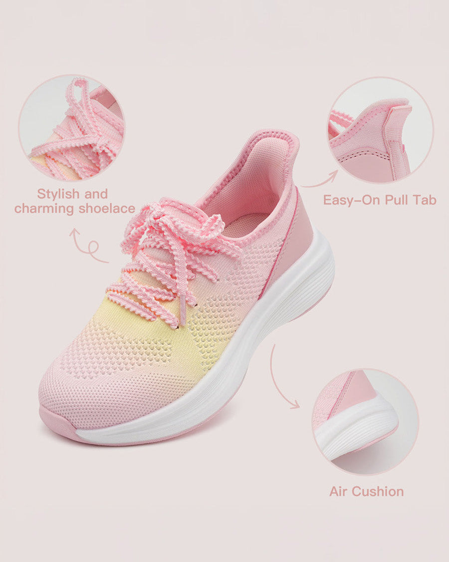 Rainbow Pink Kids Lace-Up Running Sneakers - View 4