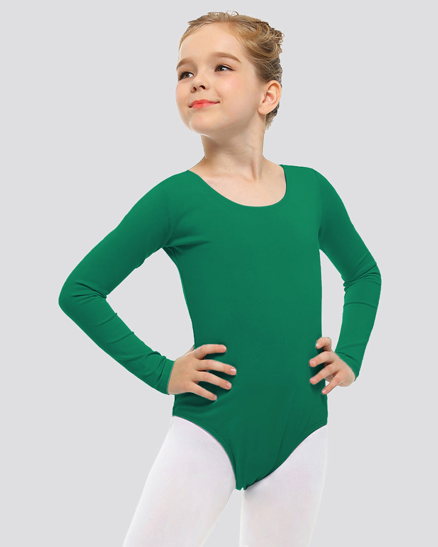Green Girls Long Sleeve Ballet Leotard