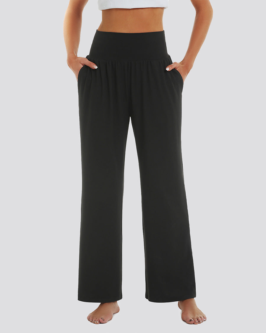 Black Wide Leg Casual Pants