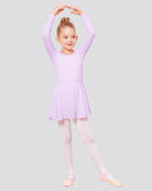 Lavender Girls Long Sleeve Ballet Leotards with Sheer Skirt