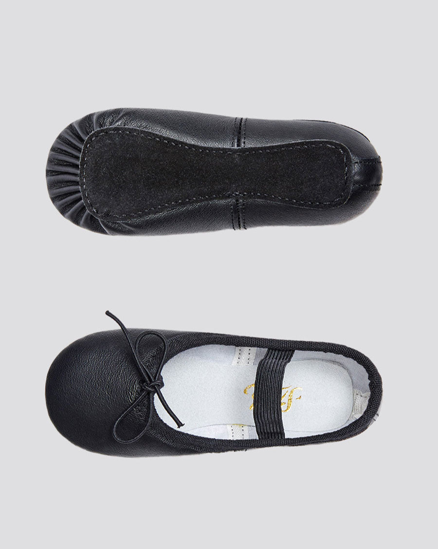Black Kids Premium Leather Ballet Shoes (Full Sole)
