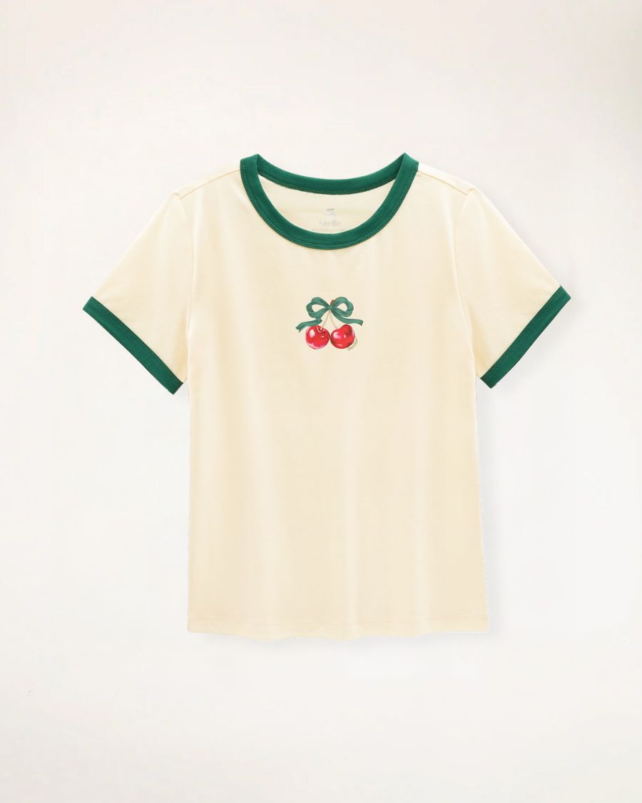Vanilla Kids Cherry Print Ringer Tee