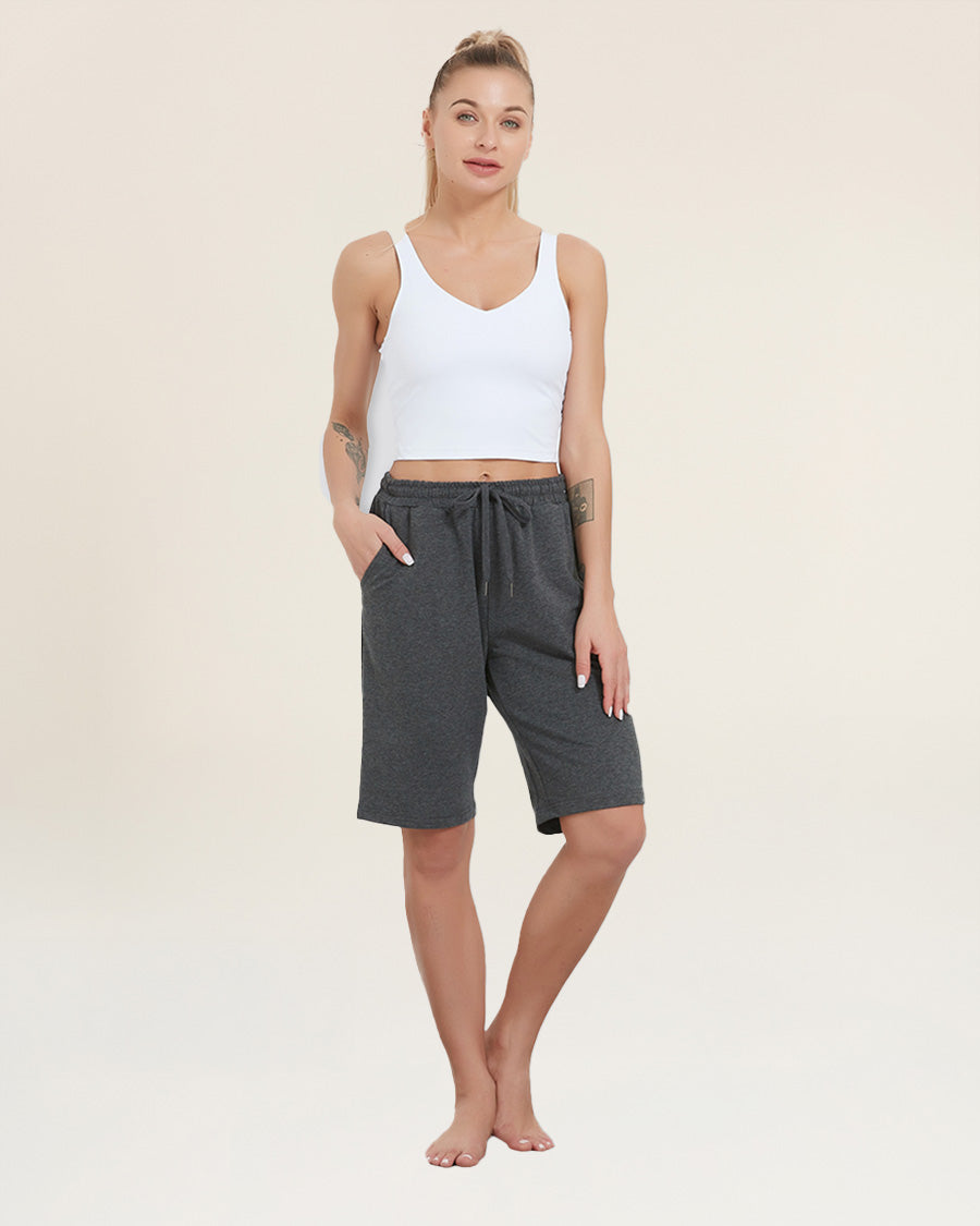 Charcoal Cotton Lounge Shorts 10”