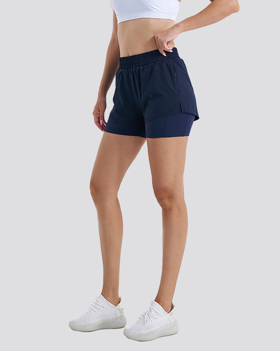 Navy SpeedShift Hybrid 2 in 1 Running Shorts