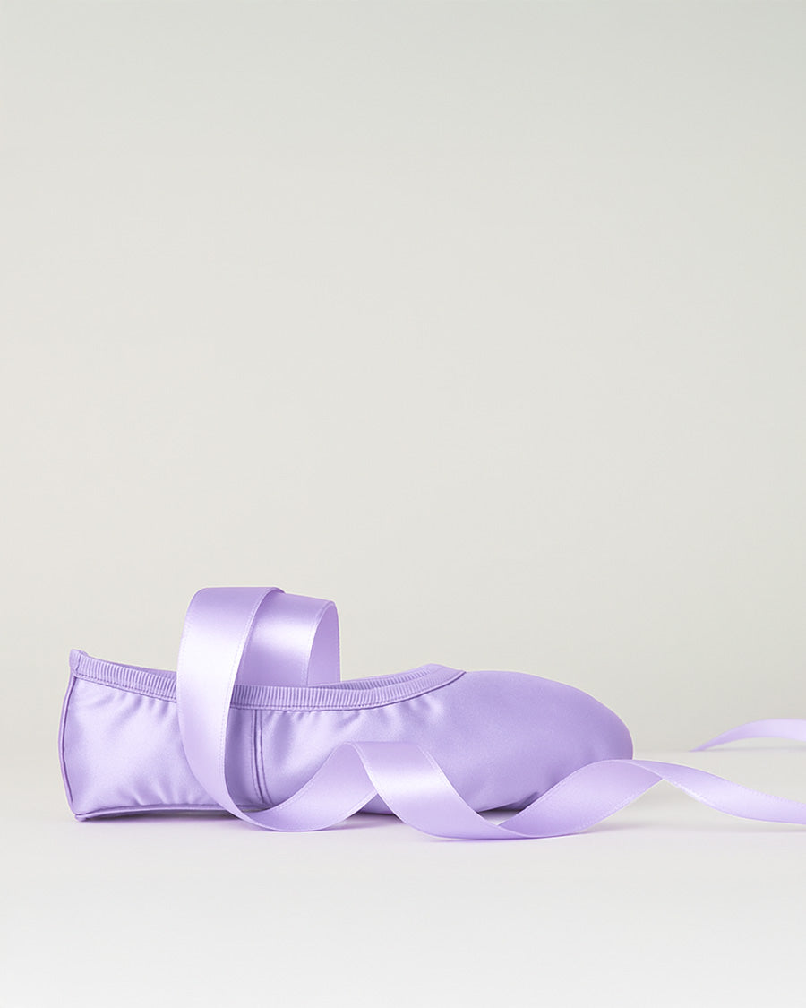Purple Kids Satin Ballet Shoes with Ribbon