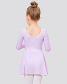 Lavender Girls Long Sleeve Ballet Leotards with Sheer Skirt