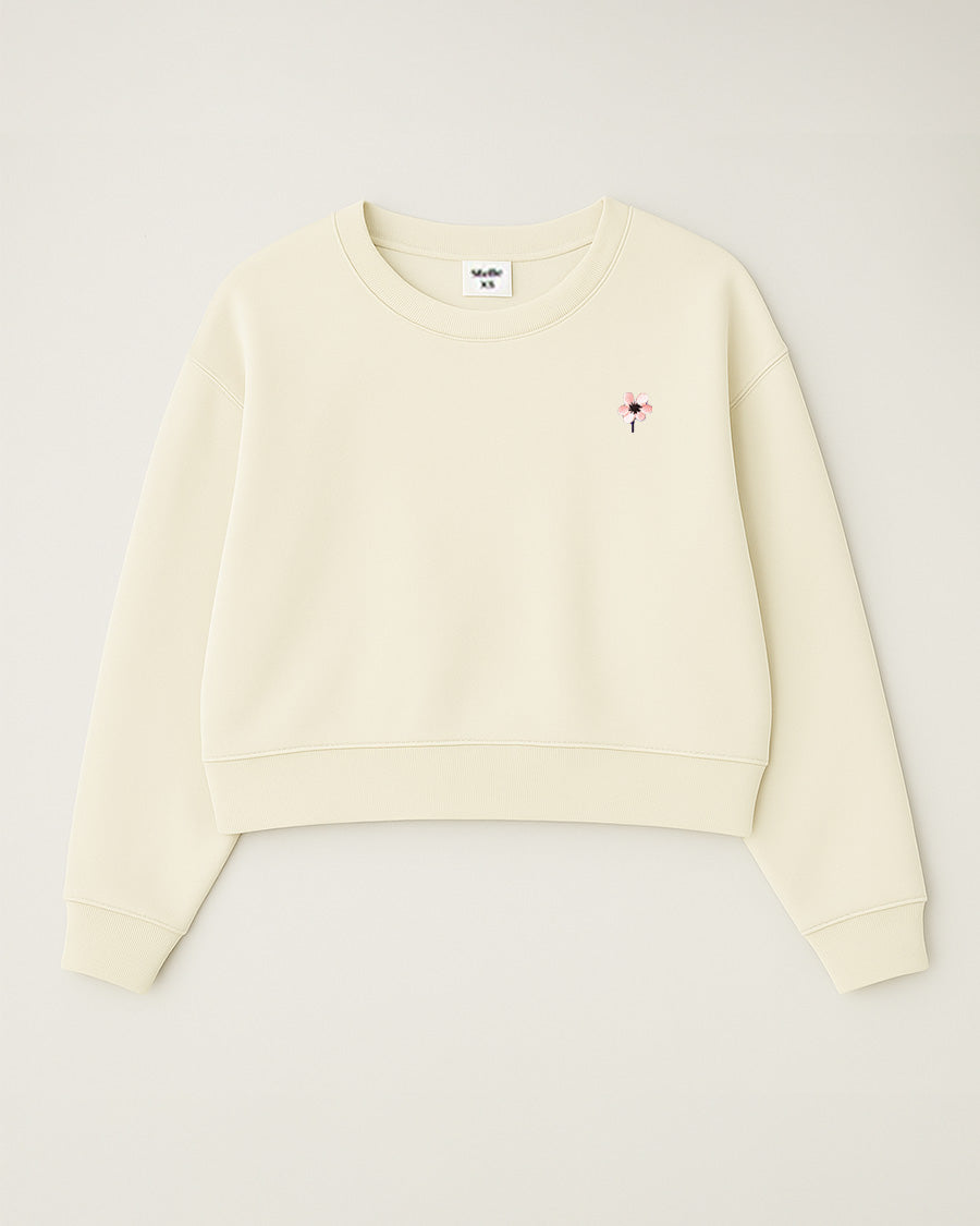 Off White Crop Oversized Sweatshirt