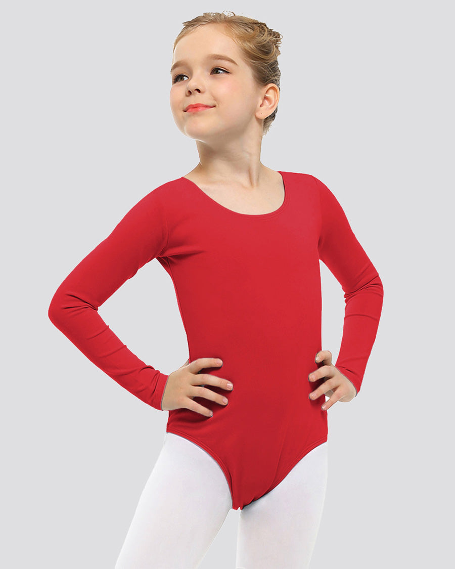 Red Girls Long Sleeve Ballet Leotard