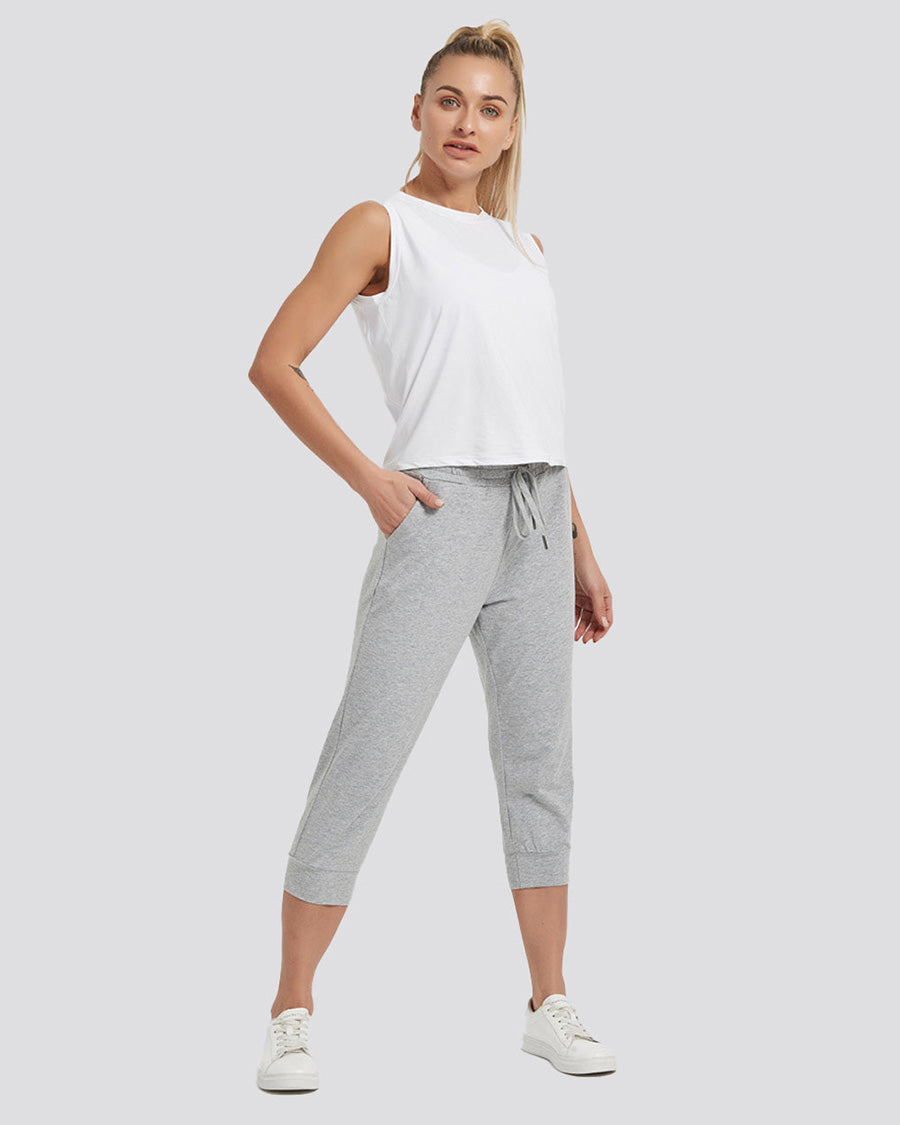 Light Grey Cotton Capri Sweatpants 20"