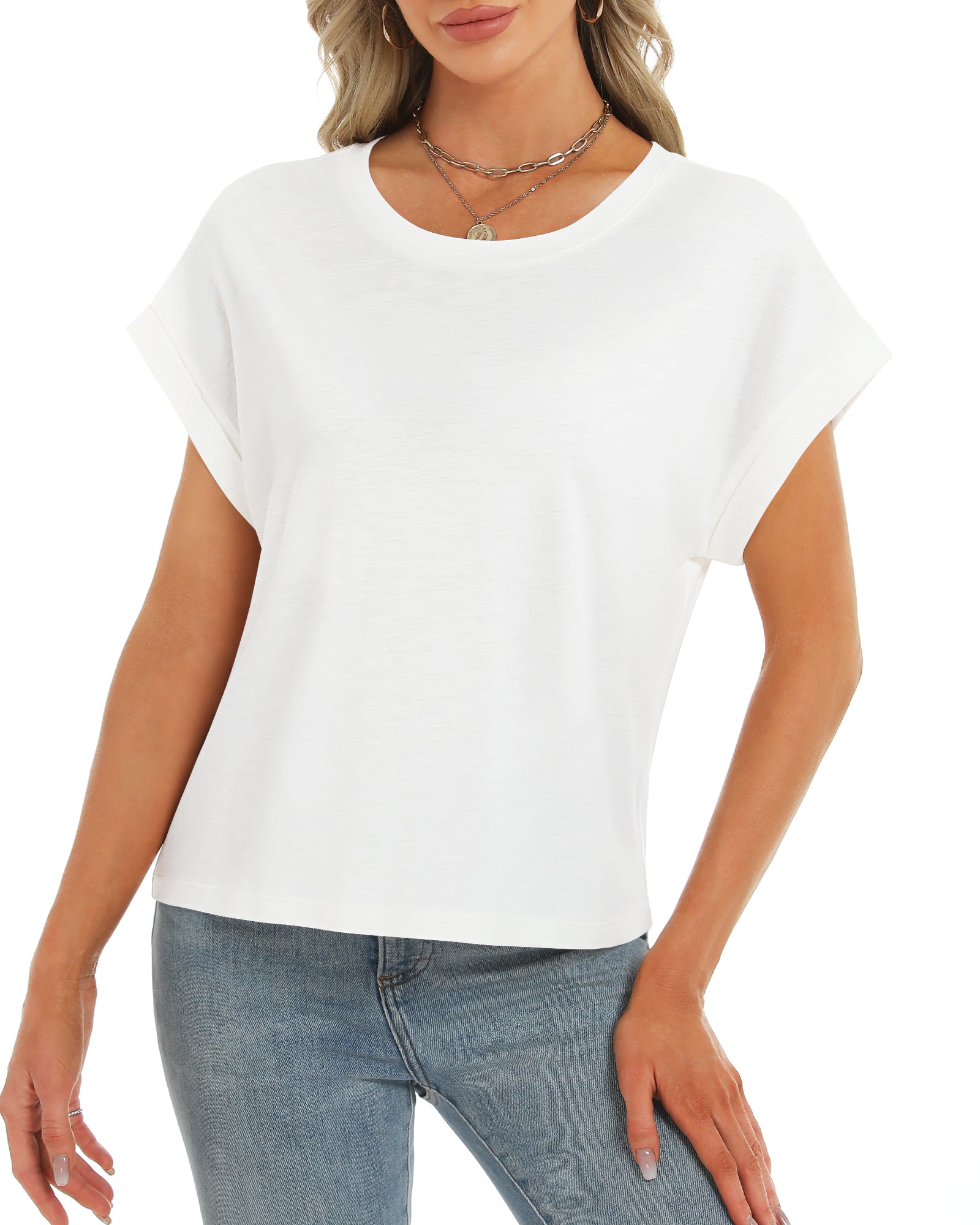 Off White Short-Sleeve Oversized T-shirt