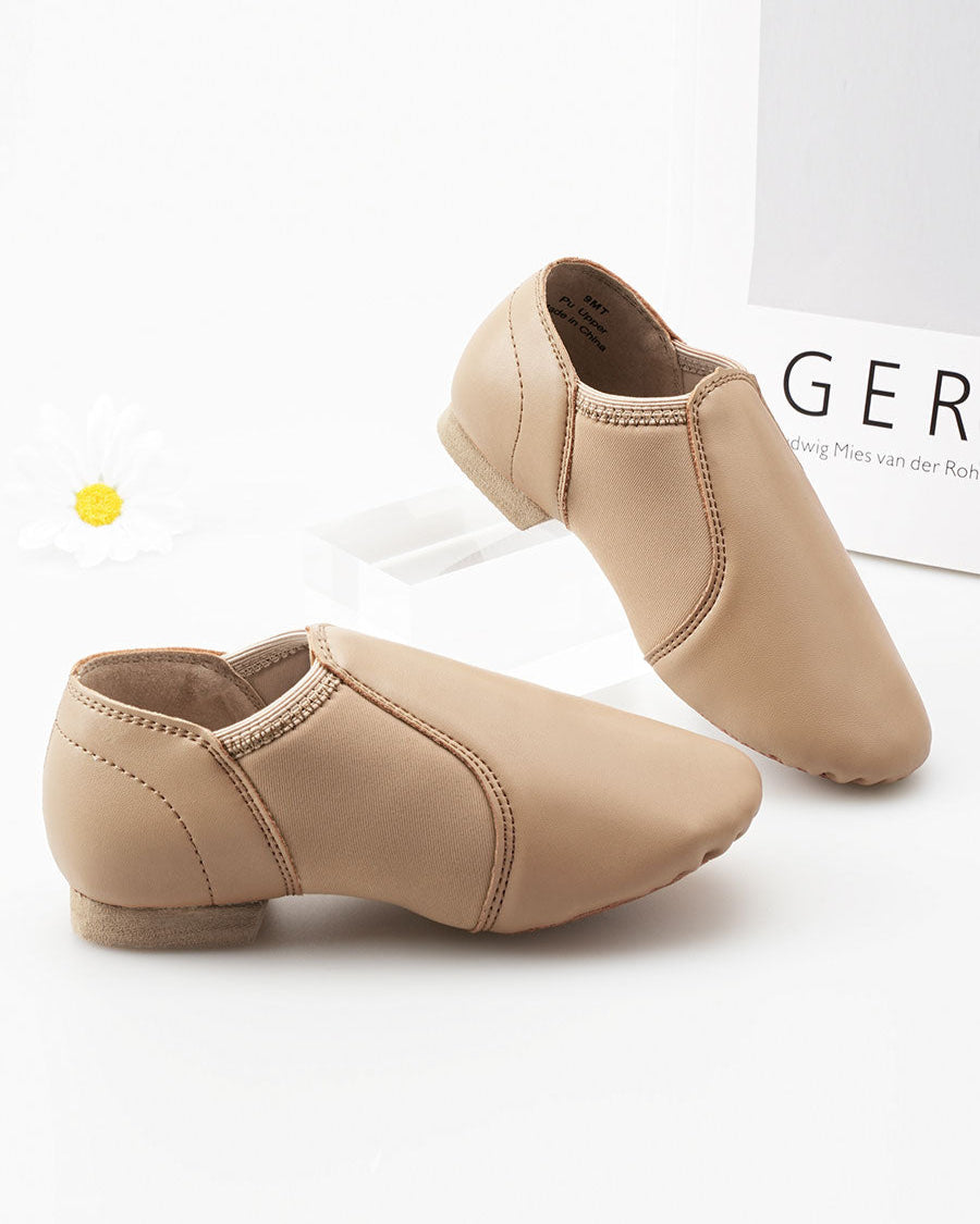 Tan Kids PU Leather Jazz shoes
