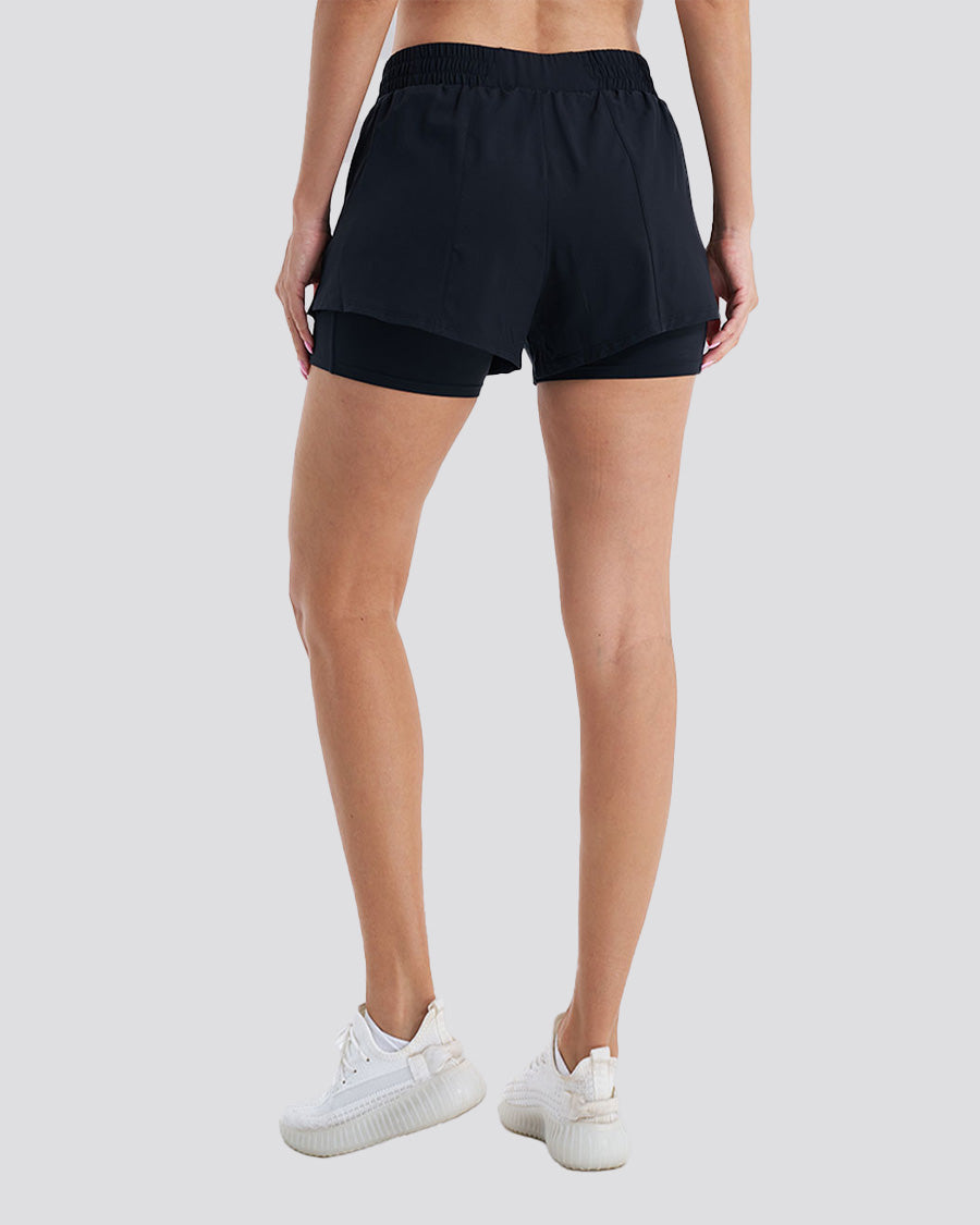 Black SpeedShift Hybrid 2 in 1 Running Shorts
