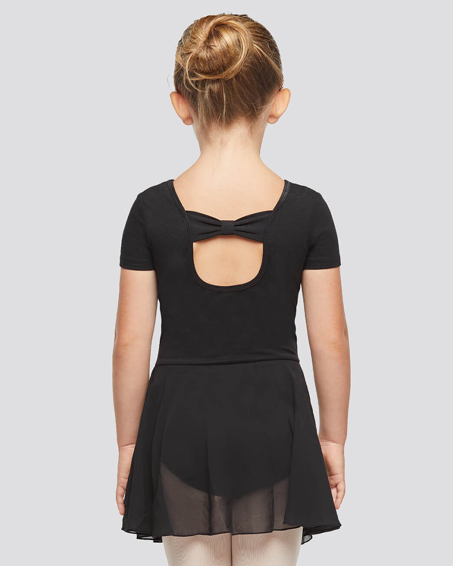 Black Girls Bowknot Short Sleeve Dress