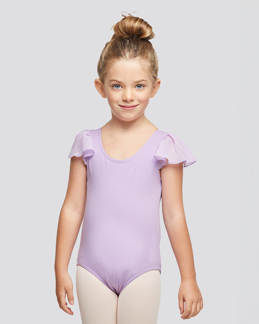 Lavender Girls Flutter Sleeve Dance Leotard -  View 1