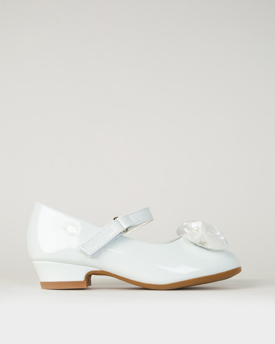 White Girls Floral Mary Jane Low Heel Party Shoes