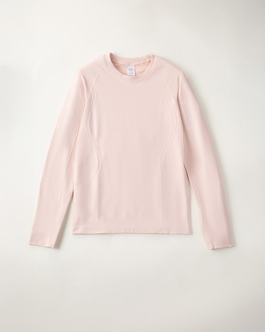 Light Pink Seamless Long Sleeve Tops (Thumb Hole)