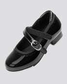 Black Kids Elegant Scallop Tap Shoes