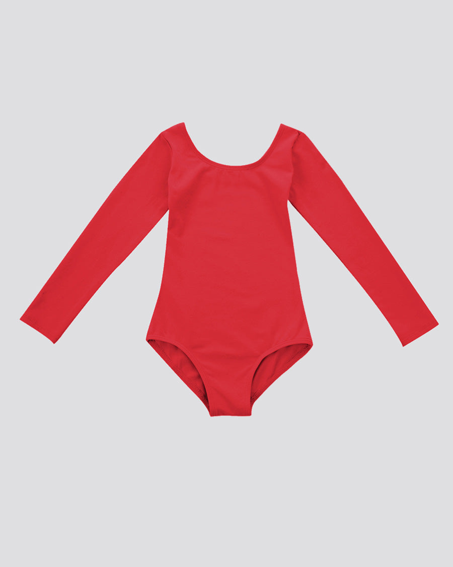 Red Girls Long Sleeve Ballet Leotard