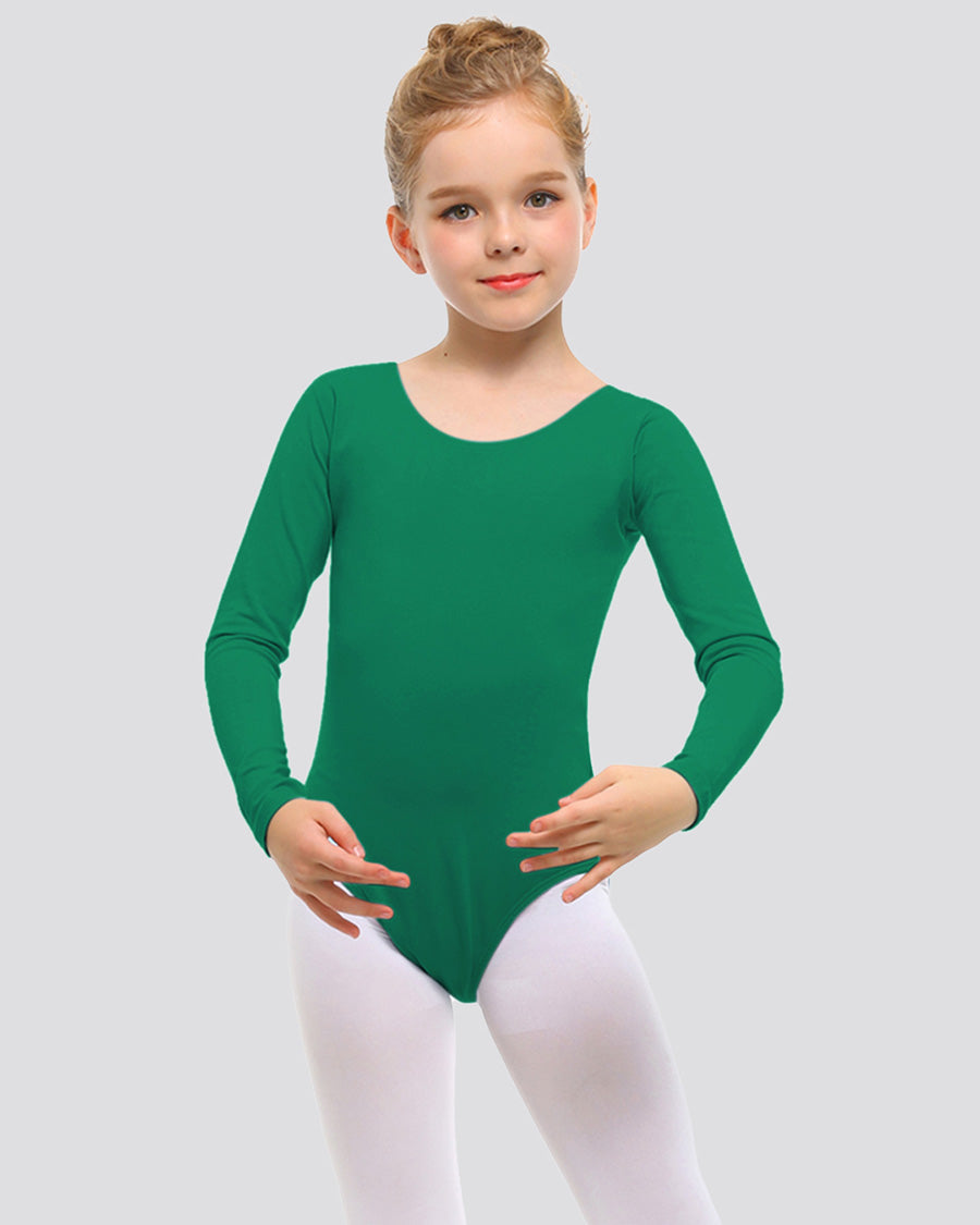 Green Girls Long Sleeve Ballet Leotard