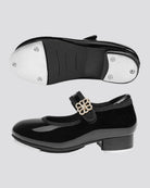Black Kids Floral buckle Tap Shoes