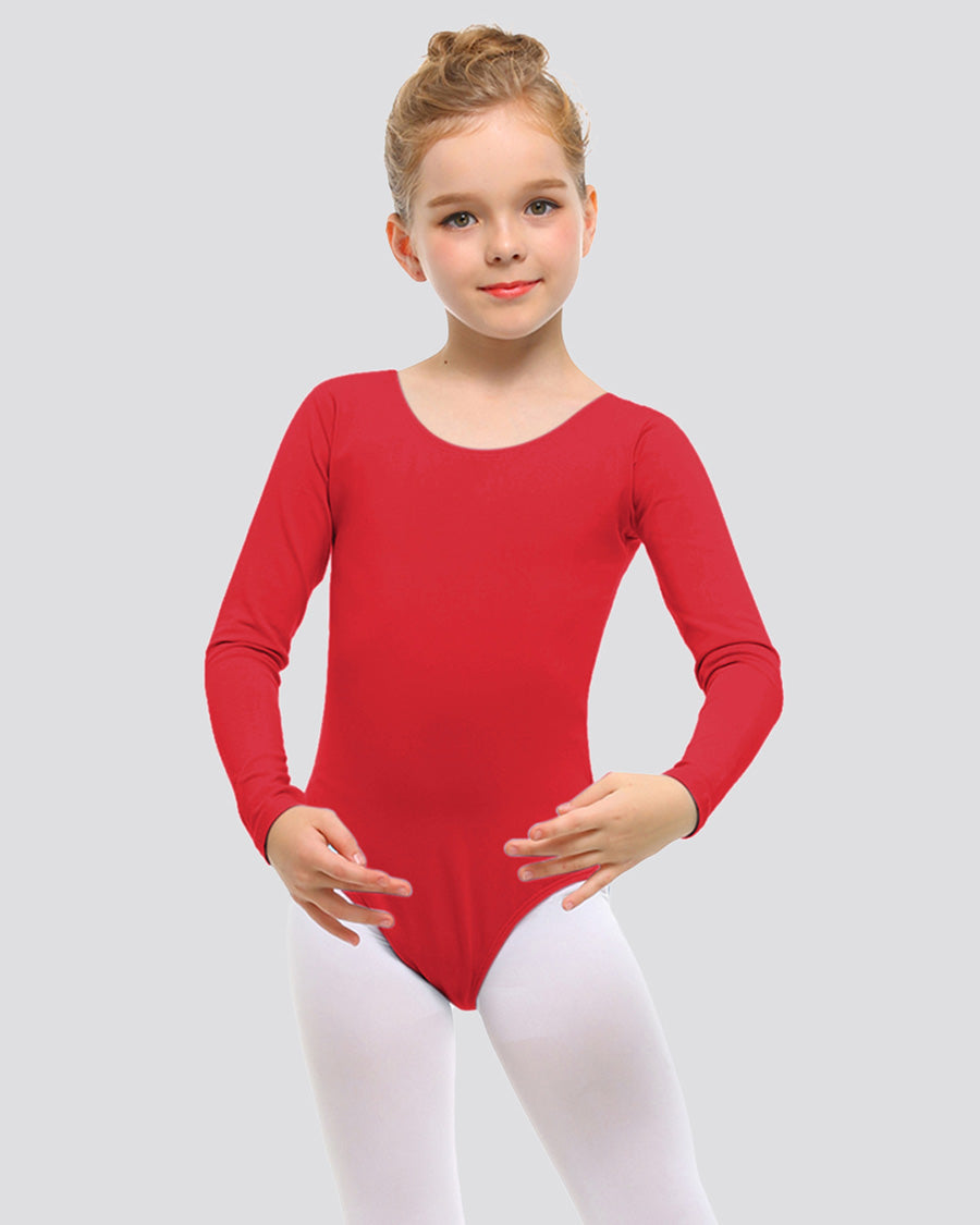 Red Girls Long Sleeve Ballet Leotard
