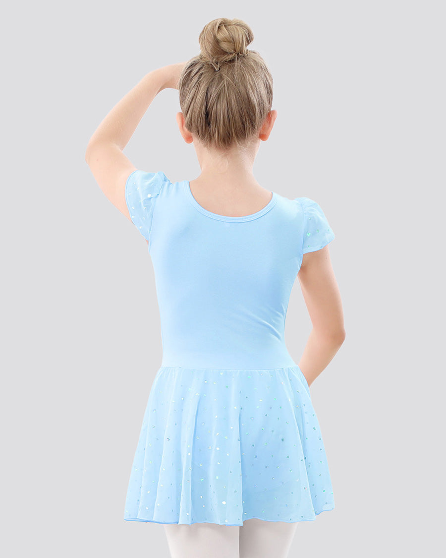 Girls Sparkling Flutter Sleeves Dress in Blue