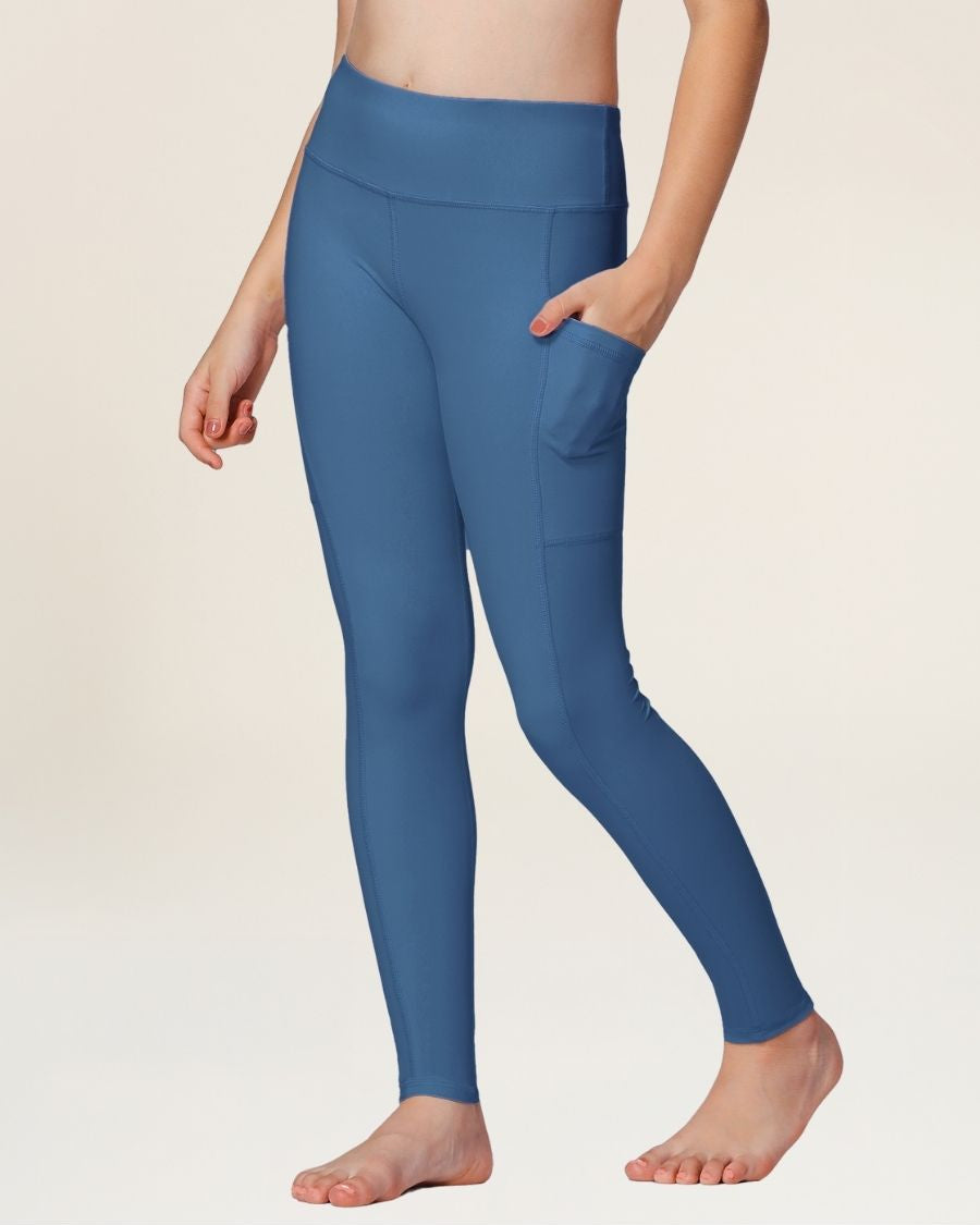 Atlantic Blue Girls Athletic Leggings - View 4