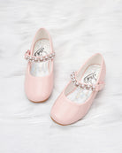 Pink Girls Pearl and diamond strap Low Heel Mary Jane
