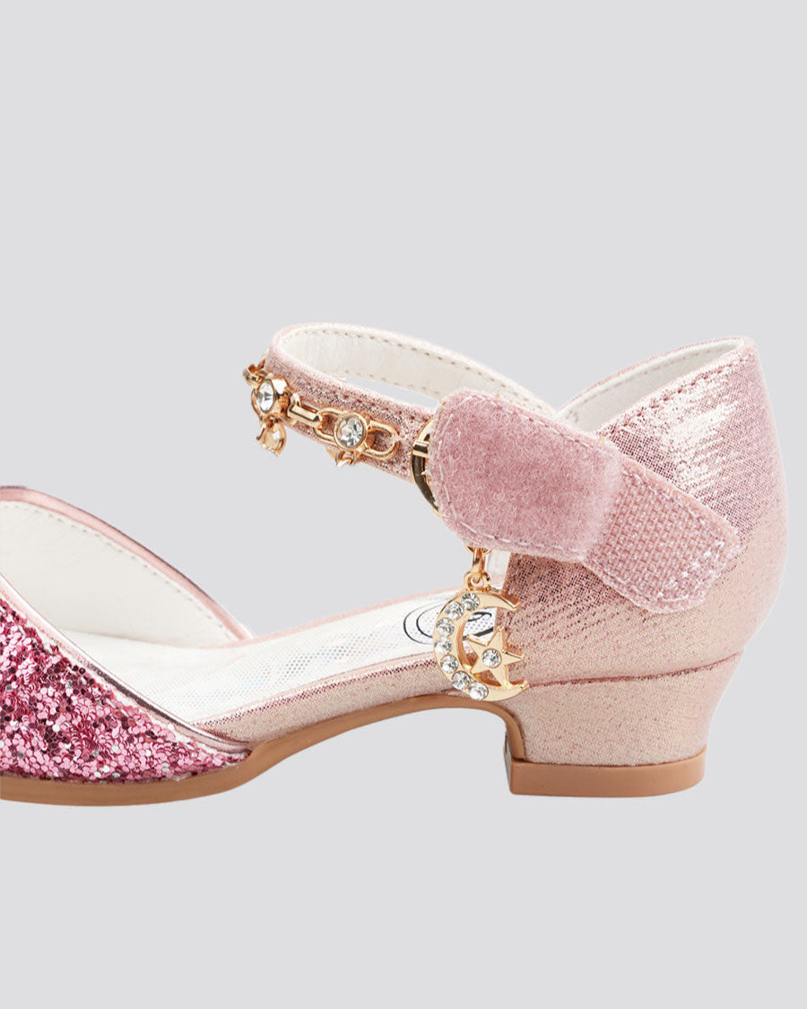 Red Glitter Girls Sparkly Princess Sequin Sandals