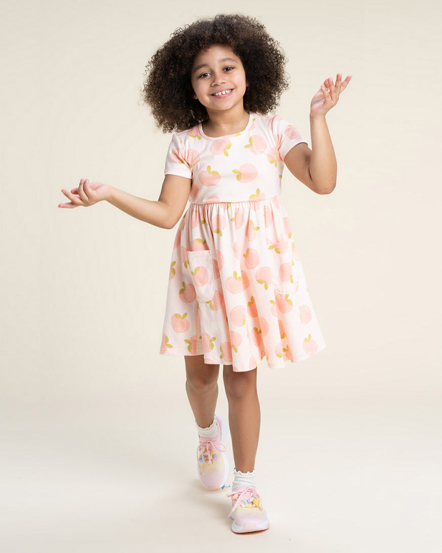 Gentle Peaches Girls Printed Cotton Skater Dress